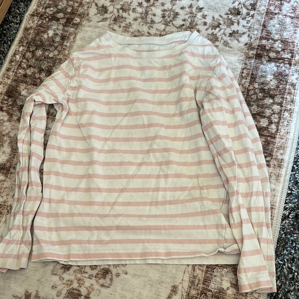 H&M Pink and White Striped Long Sleeve Tee